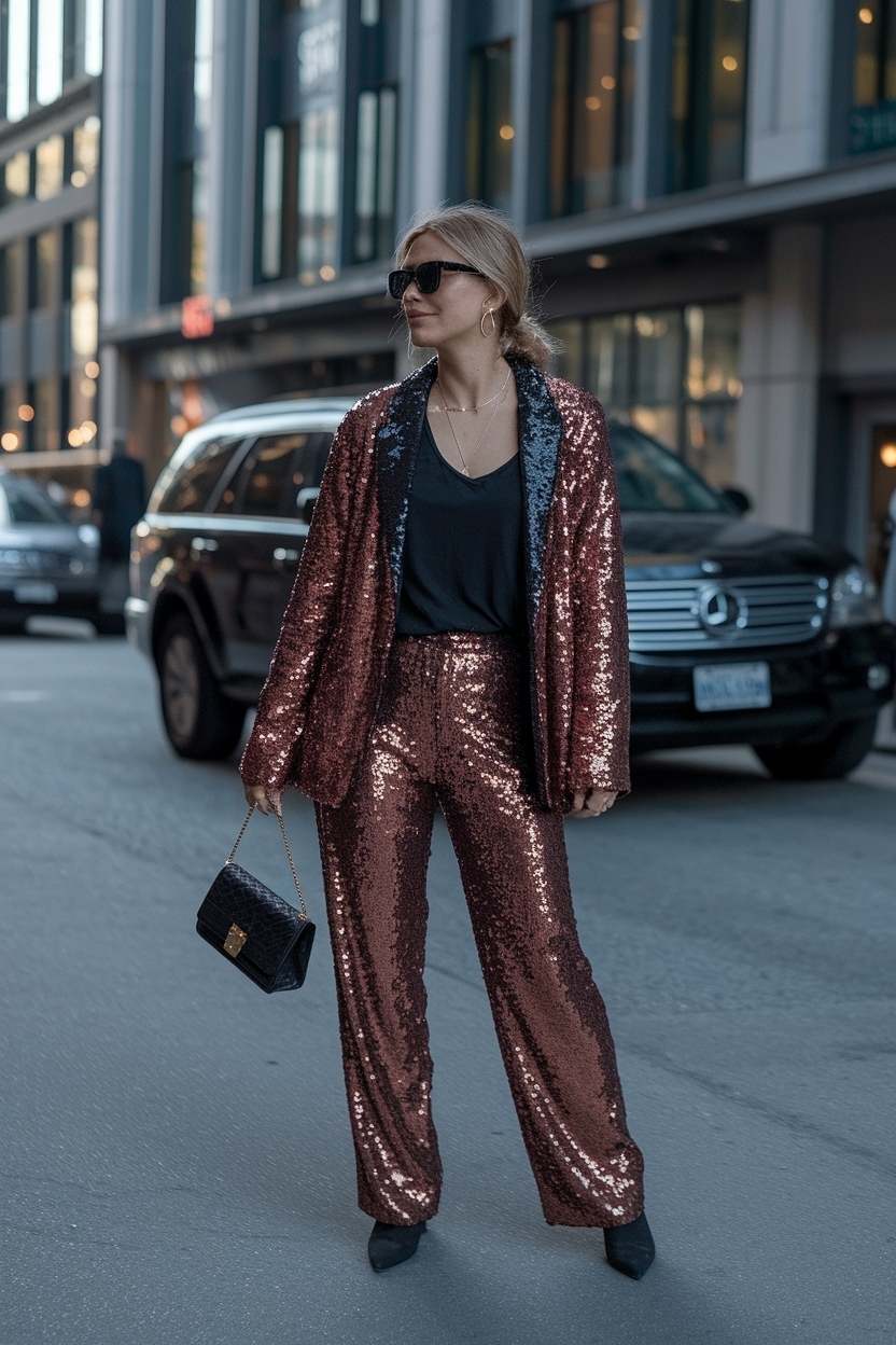 Sequin Pants Outfit Night Out for Sparkling Style outfit idea