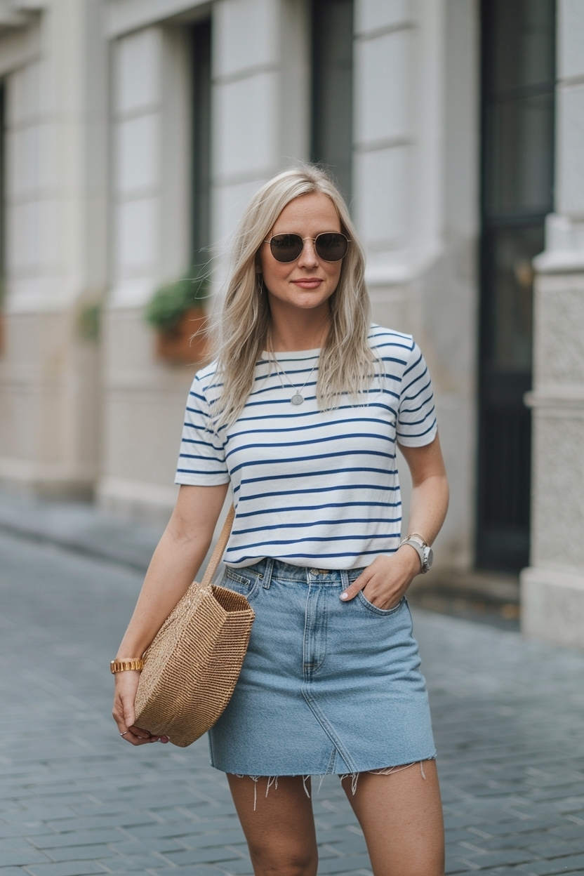 Short Jean Skirt Outfits Summer: Chic and Trendy Picks outfit idea