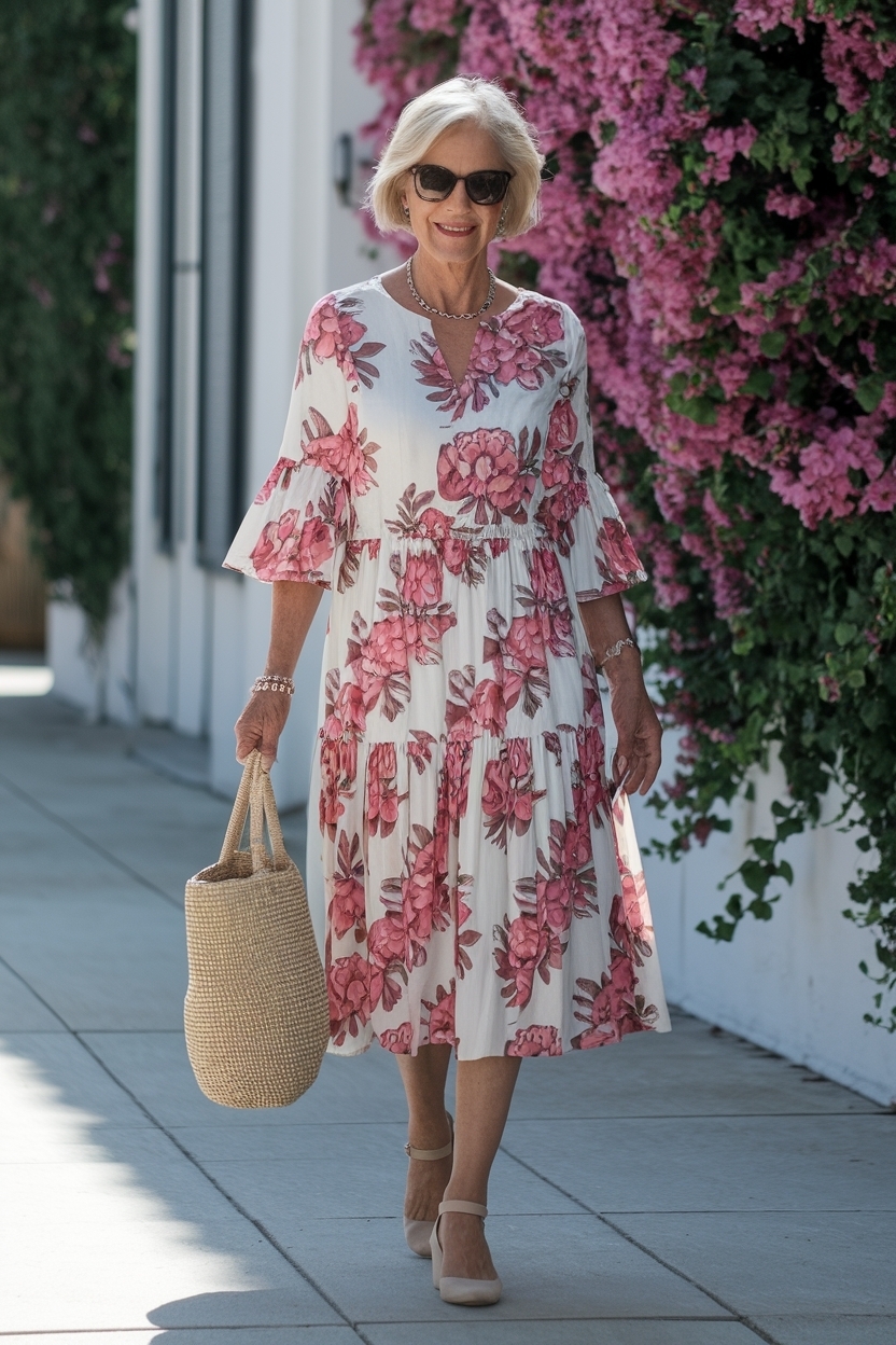 Elegant Summer Dresses with Sleeves for Women Over 50 outfit idea