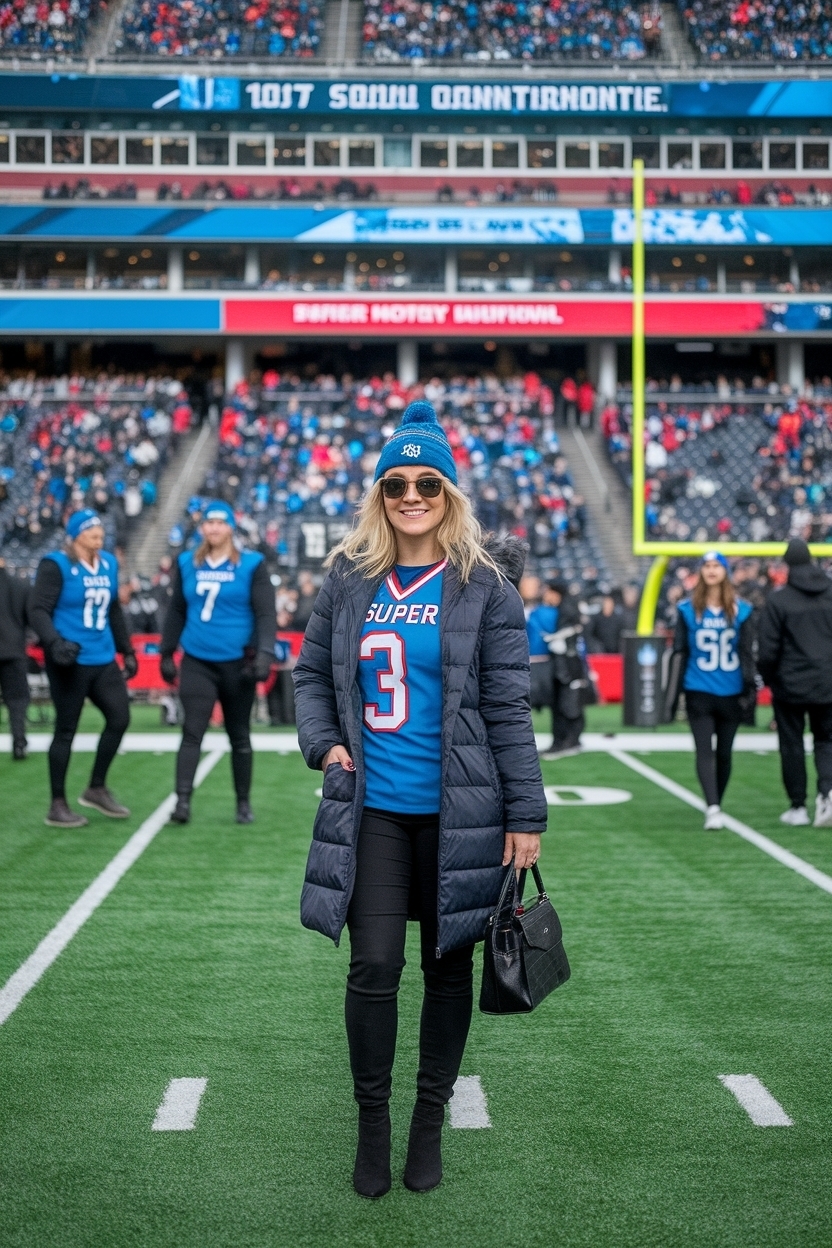 Super Bowl Outfits for Women: Game Day Glam outfit idea