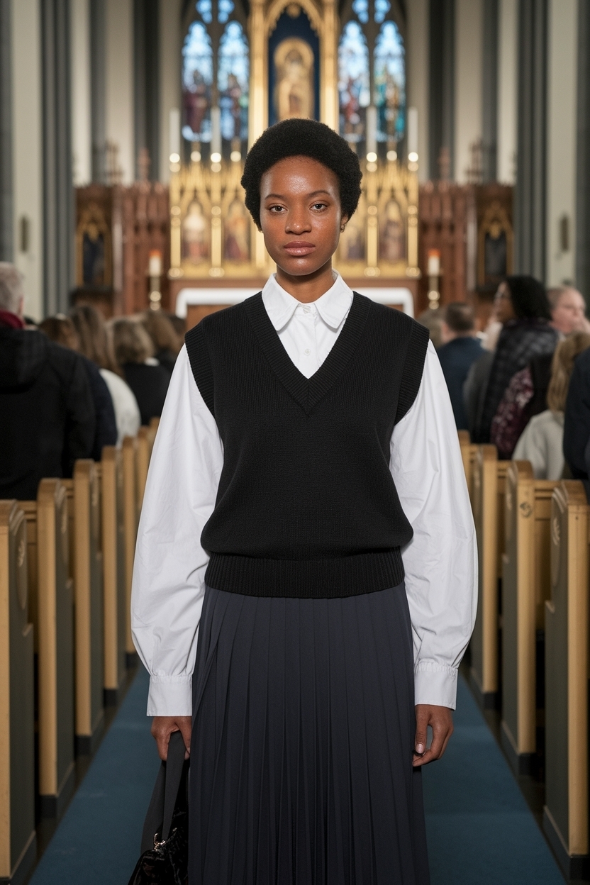 Sweater Vest Outfit for Black Women at Church: A Modern Twist outfit idea