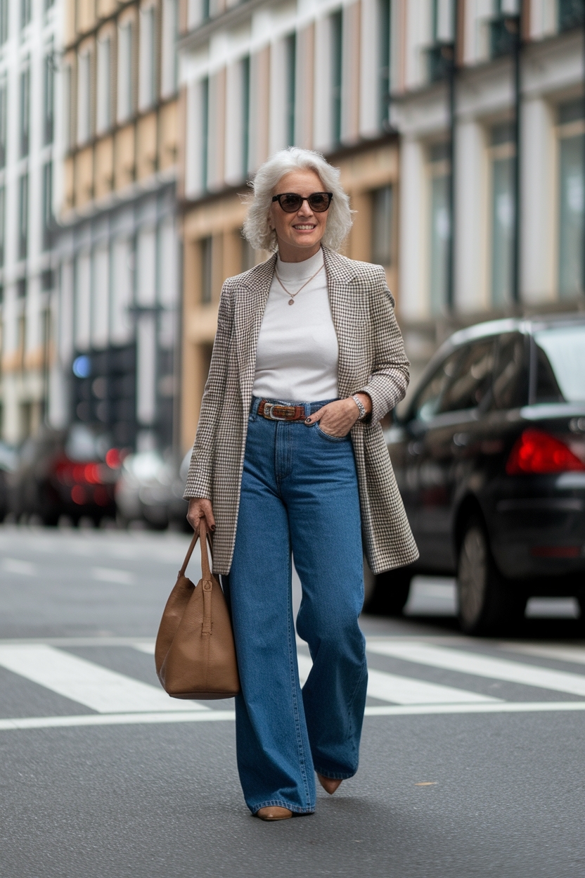 Wide Leg Jeans Outfit for Women Over 60: Chic and Comfy outfit idea