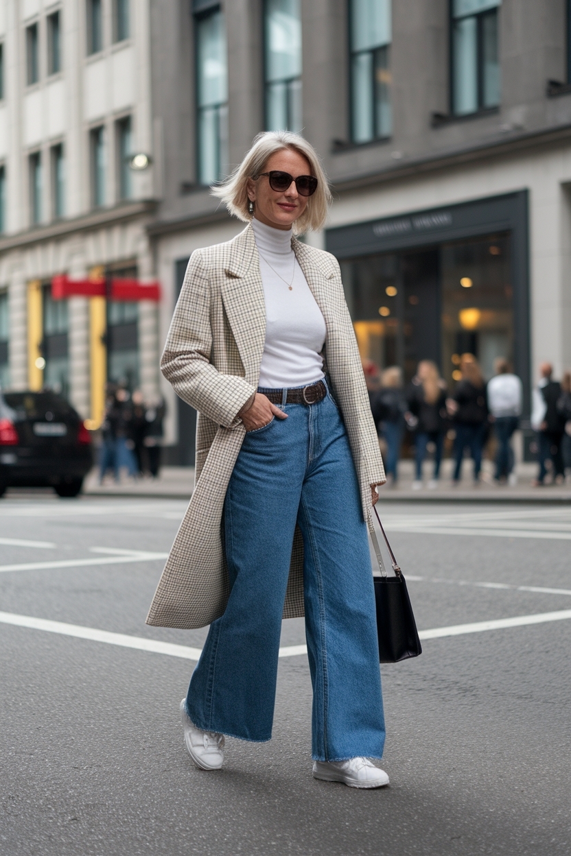 Wide Leg Jeans Outfit Over 40 Women Casu: Effortless Elegance outfit idea