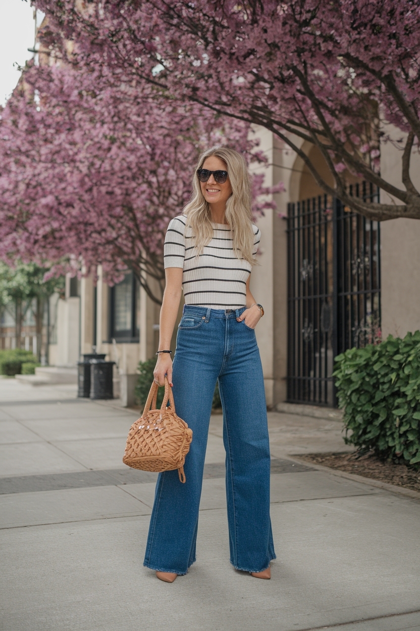 Wide Leg Jeans Outfit Spring: Fresh Styles for Warmer Weather outfit idea