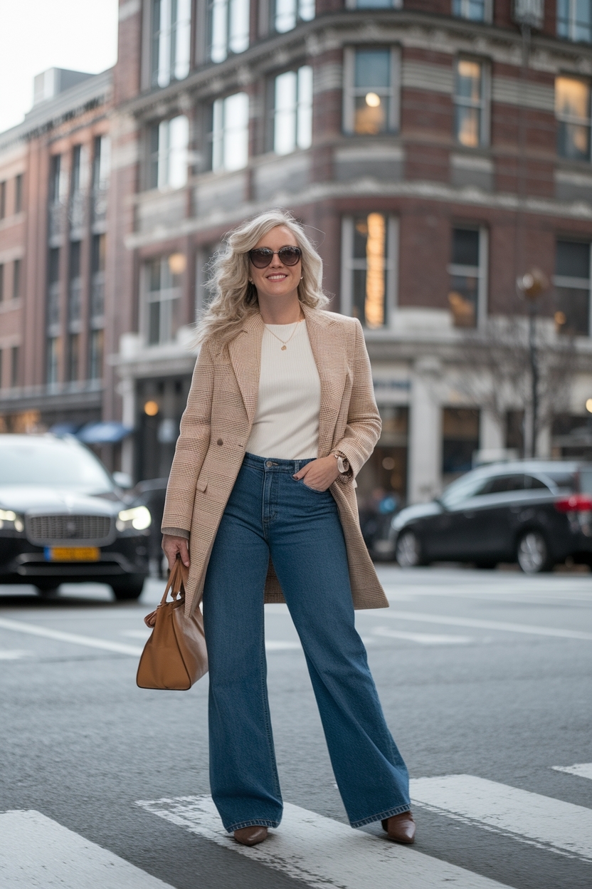 Wide Leg Jeans Outfit Women Over 30: Fashion-Forward Looks outfit idea