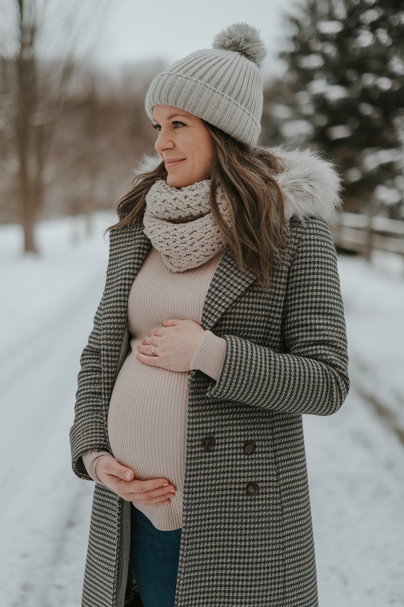 Cozy Winter Pregnancy Outfits for Cold Weather outfit idea