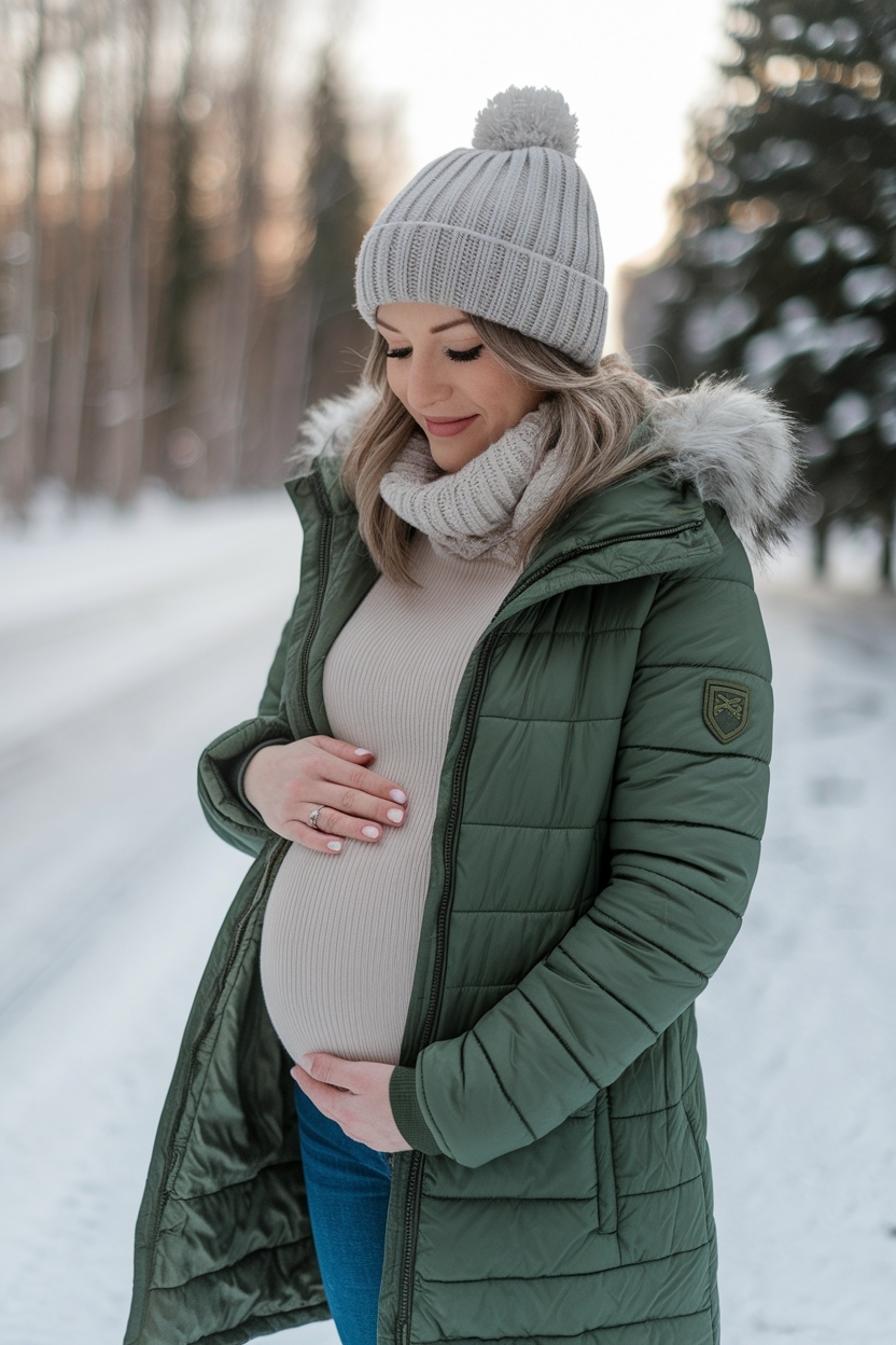 Comfortable Winter Pregnancy Outfits Cold Weather for Moms-to-Be outfit idea