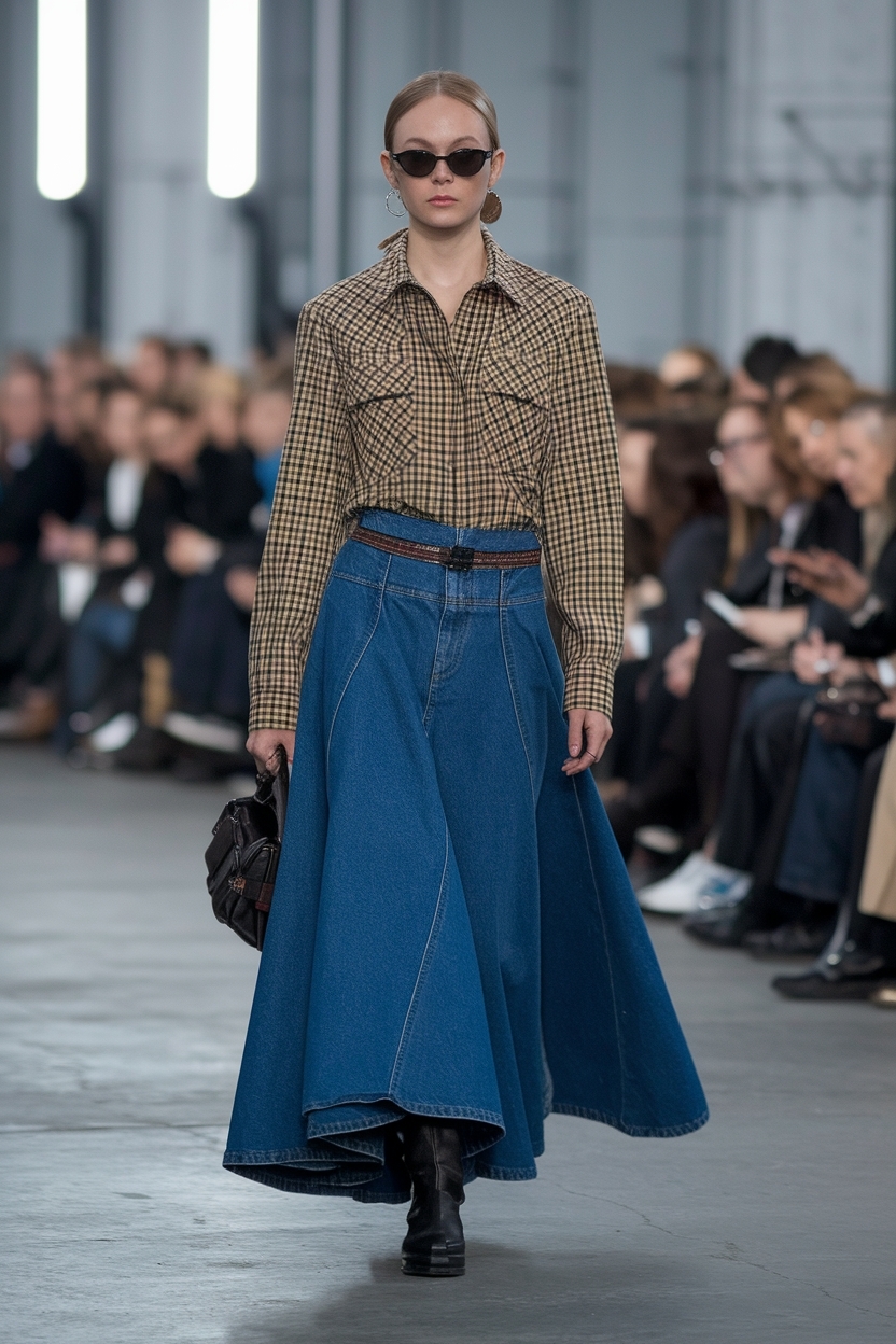 Women Long Denim Skirt Outfit: Elegance and Comfort outfit idea