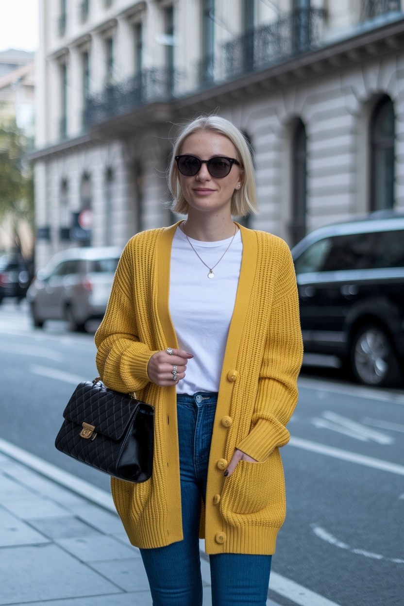 Yellow Cardigan Outfit for Women: Brighten Your Wardrobe outfit idea