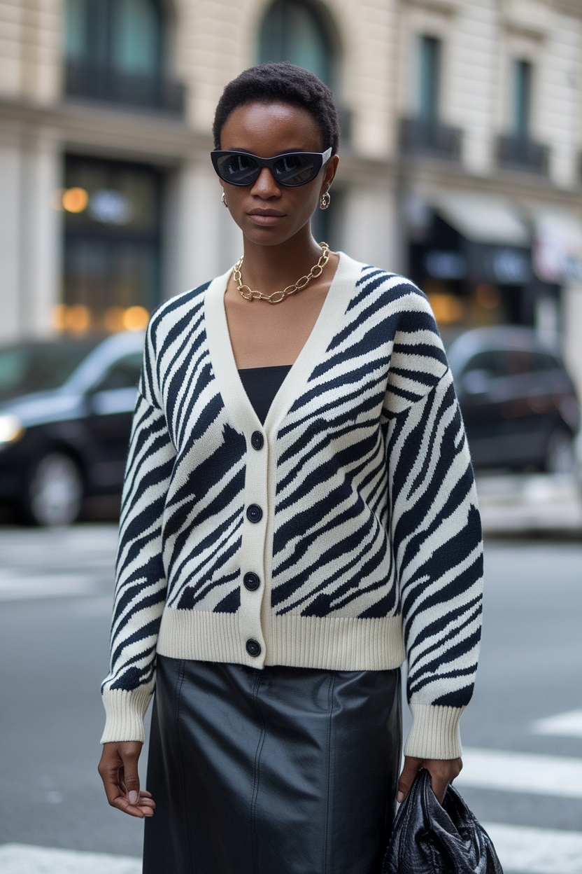 Zebra Cardigan Outfit Black Women: Bold Layering Ideas outfit idea