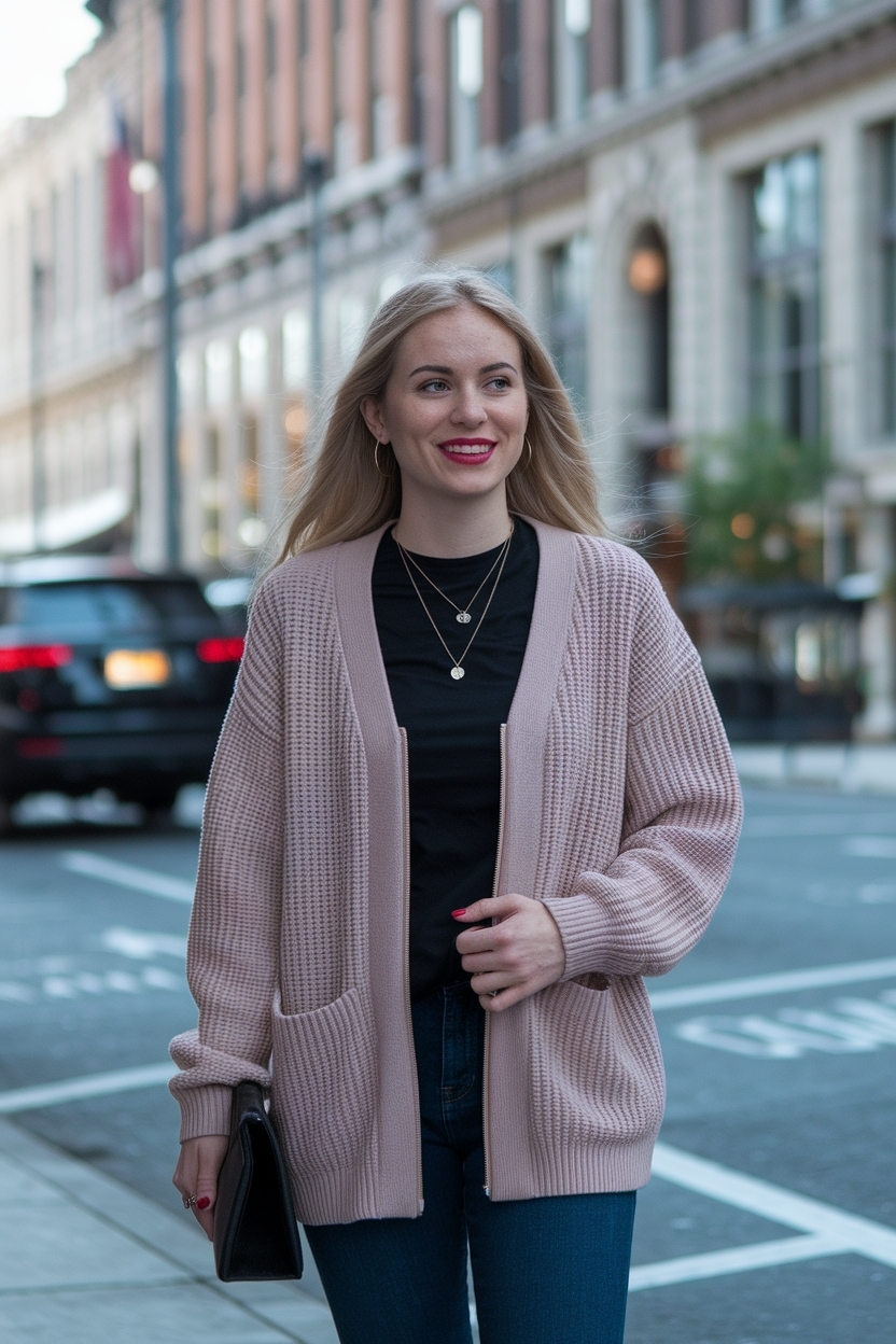 Zip Up Cardigan Outfit Women: Chic and Comfy Combinations outfit idea