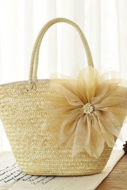 2025 Fashion Purple Flower Grass Woven Handbag