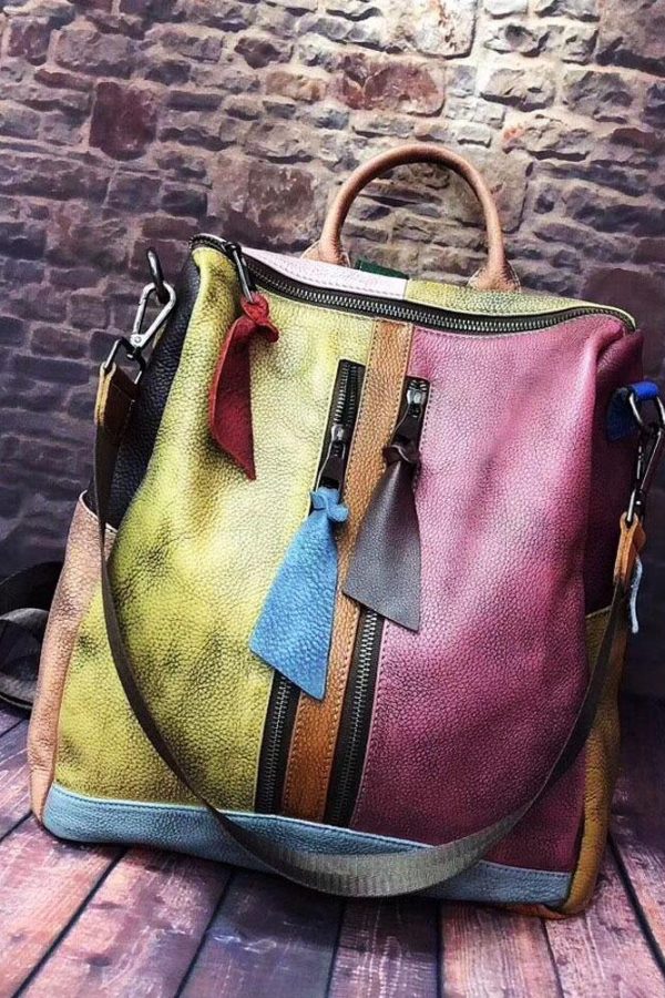 2025 Fashion Retro Handbag Backpack Genuine Leather Female Bag