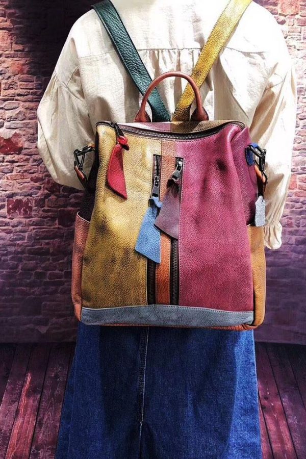 2025 Fashion Retro Handbag Backpack Genuine Leather Female Bag