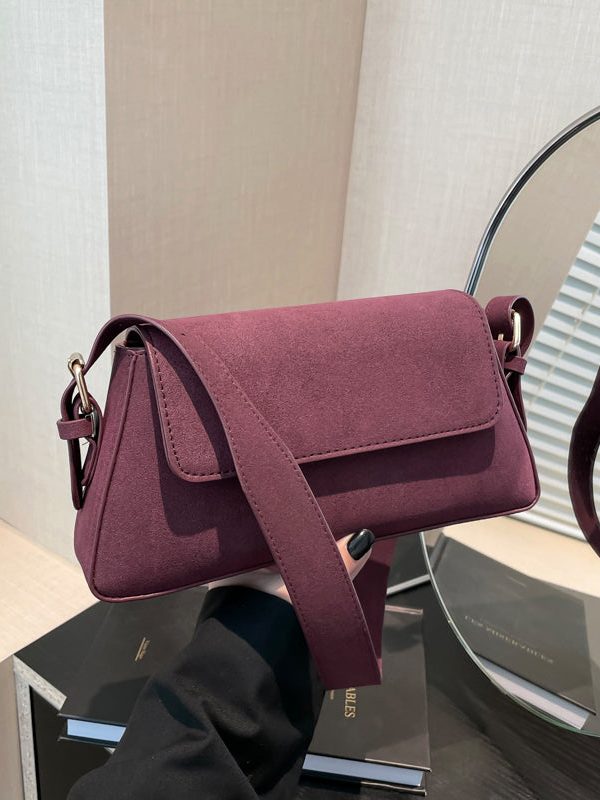2025 New Autumn And Winter Stylish Purple Suede Hobo Bag