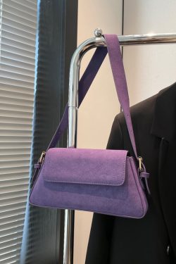 2025 New Autumn And Winter Stylish Purple Suede Hobo Bag