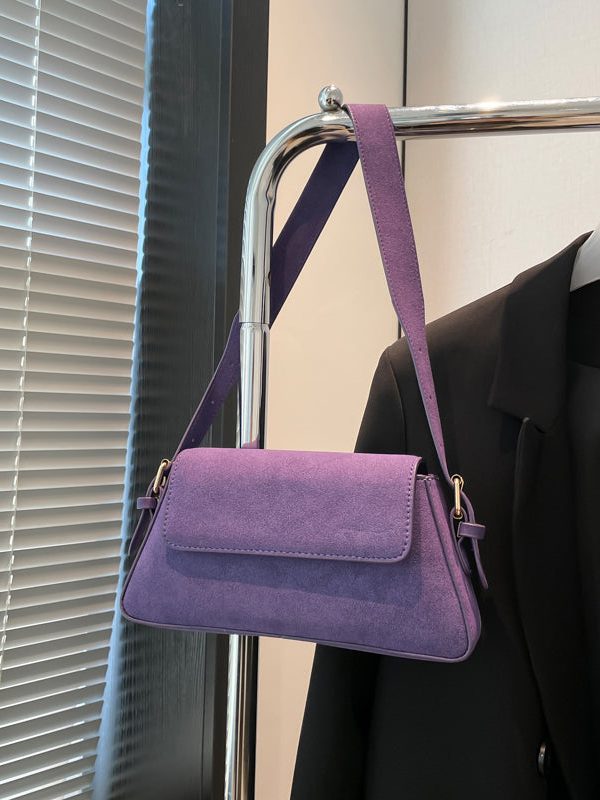 2025 New Autumn And Winter Stylish Purple Suede Hobo Bag