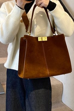 2025 New Autumn Winter Coffee Large Capacity Suede Shoulder Bag