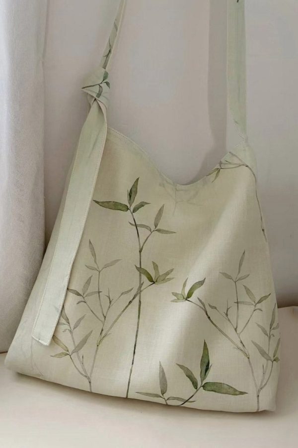 2025 New Bamboo Leaf National Style Canvas Shoulder Crossbody Bag