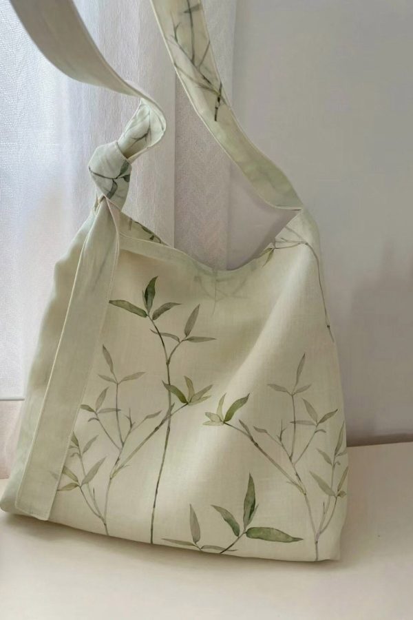 2025 New Bamboo Leaf National Style Canvas Shoulder Crossbody Bag