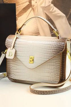 2025 New Beige Embossed Durable Calf Leather Tote Handbag