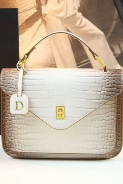 2025 New Beige Embossed Durable Calf Leather Tote Handbag