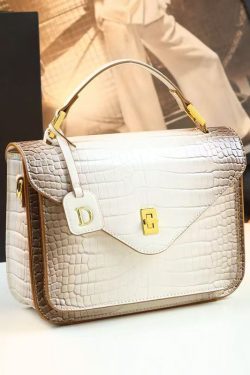 2025 New Beige Embossed Durable Calf Leather Tote Handbag