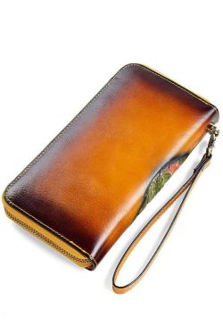 2025 New Brown Embossed Zippered Women Wallet Purse