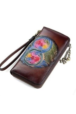 2025 New Brown Embossed Zippered Women Wallet Purse