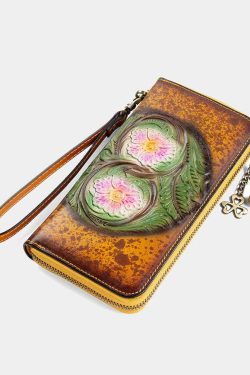 2025 New Brown Embossed Zippered Women Wallet Purse