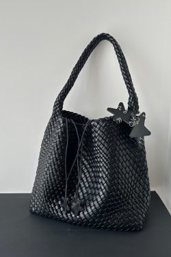 2025 New Champagne Faux Leather Large Capacity Bucket Bag