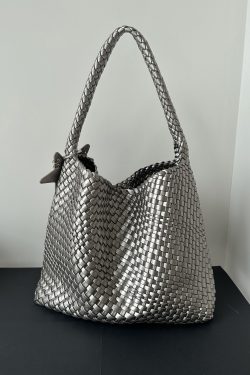 2025 New Champagne Faux Leather Large Capacity Bucket Bag