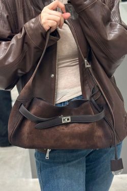 2025 New Coffee Durable Suede Shoulder Bag