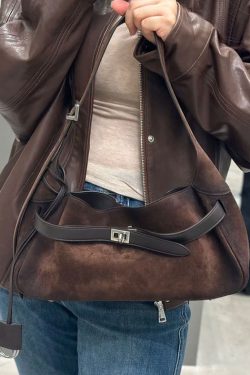 2025 New Coffee Durable Suede Shoulder Bag