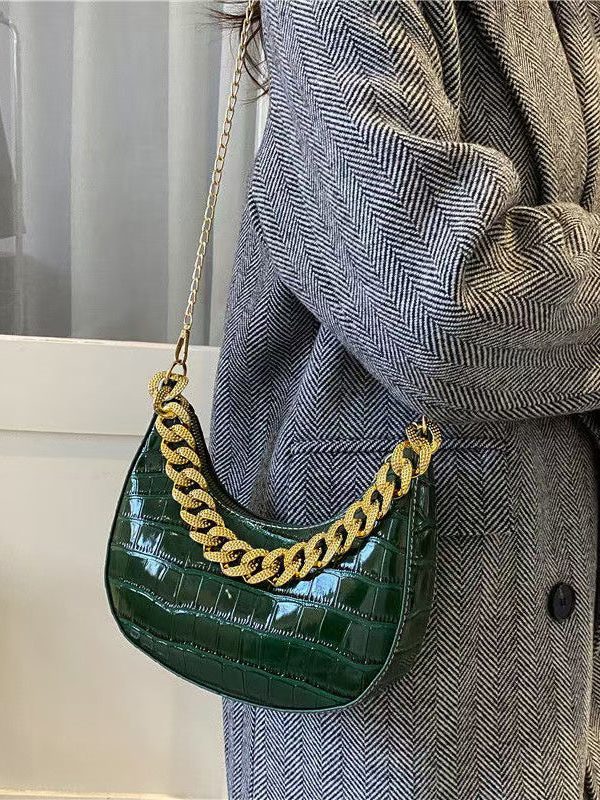 2025 New Fashionable Green Chain Shoulder Crossbody Bag