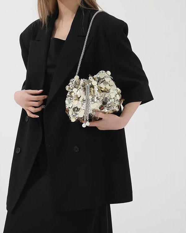 2025 New Gold Sequin Chain Crossbody Bag