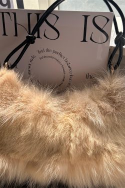 2025 New Grey Fox Fur Durable Crescent Shoulder Bag