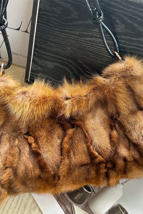 2025 New Grey Fox Fur Durable Crescent Shoulder Bag