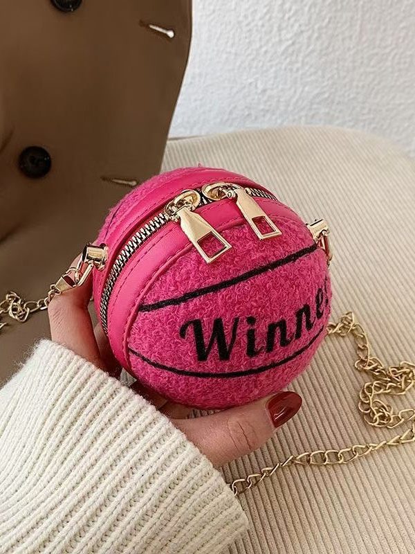 2025 New Korean Versatile Rose Shoulder Chain Faux Fur Round Bag