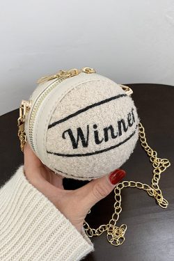 2025 New Korean Versatile Rose Shoulder Chain Faux Fur Round Bag