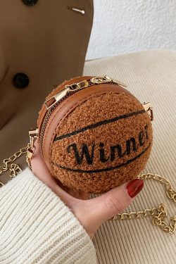 2025 New Korean Versatile Rose Shoulder Chain Faux Fur Round Bag