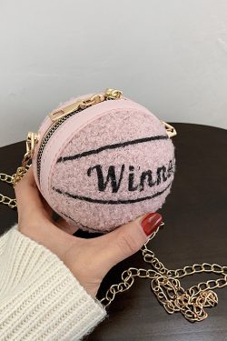 2025 New Korean Versatile Rose Shoulder Chain Faux Fur Round Bag