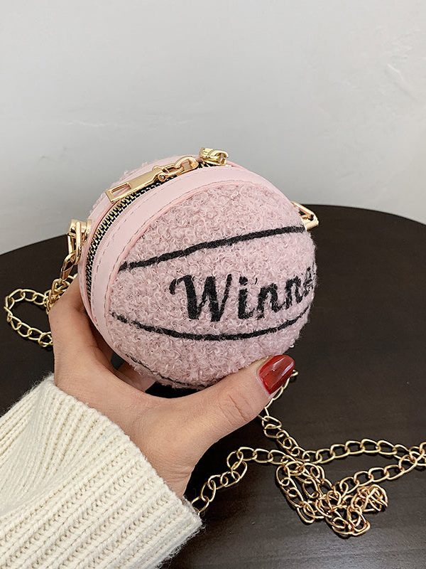 2025 New Korean Versatile Rose Shoulder Chain Faux Fur Round Bag