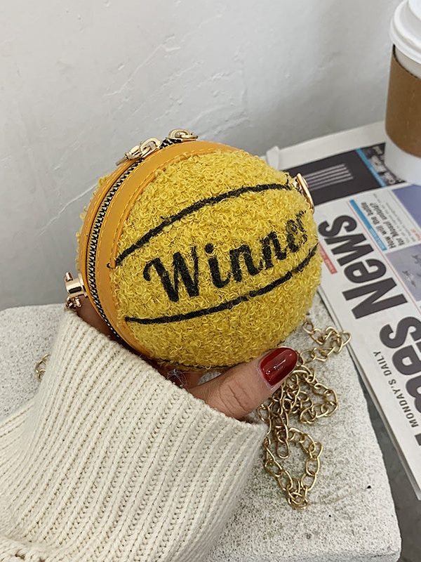 2025 New Korean Versatile Rose Shoulder Chain Faux Fur Round Bag