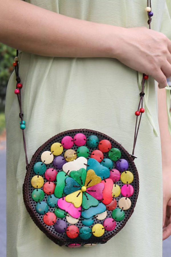 2025 New Original Coffee Weaving Messenger Bag