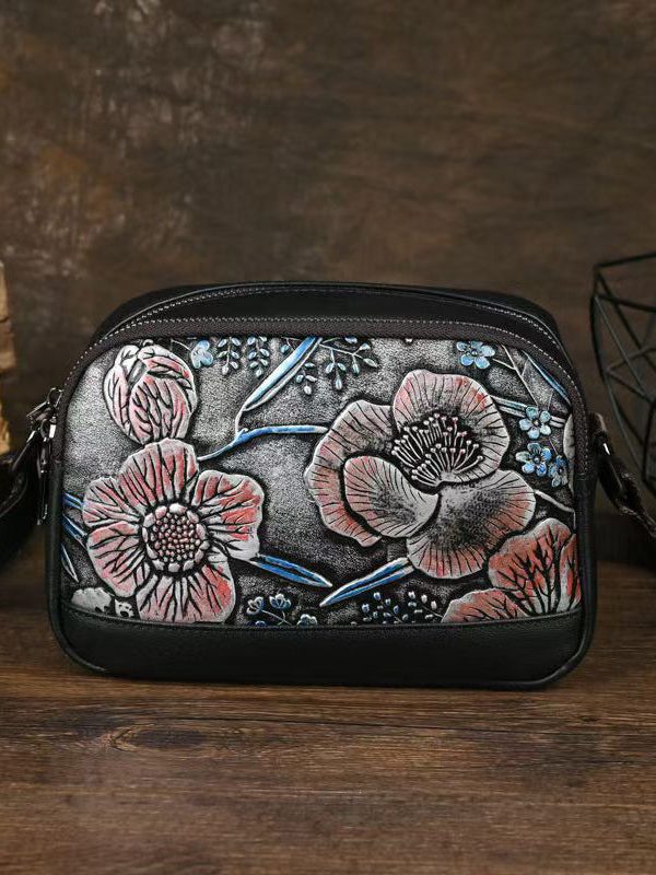 2025 New Silver Embossed Zippered Satchel Bag Handbag