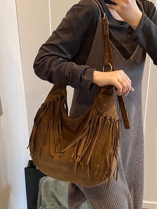 2025 New Tassel Large Capacity Suede Shoulder Bag