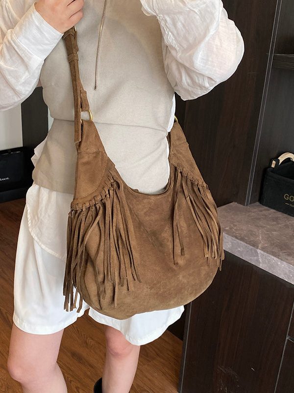 2025 New Tassel Large Capacity Suede Shoulder Bag