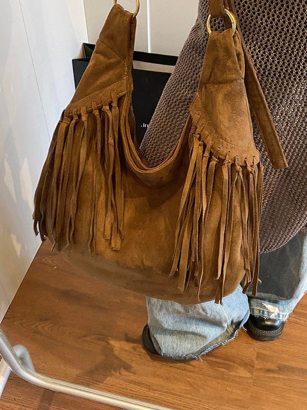 2025 New Tassel Large Capacity Suede Shoulder Bag