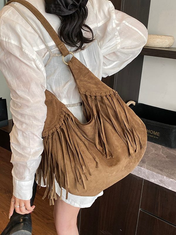 2025 New Tassel Large Capacity Suede Shoulder Bag